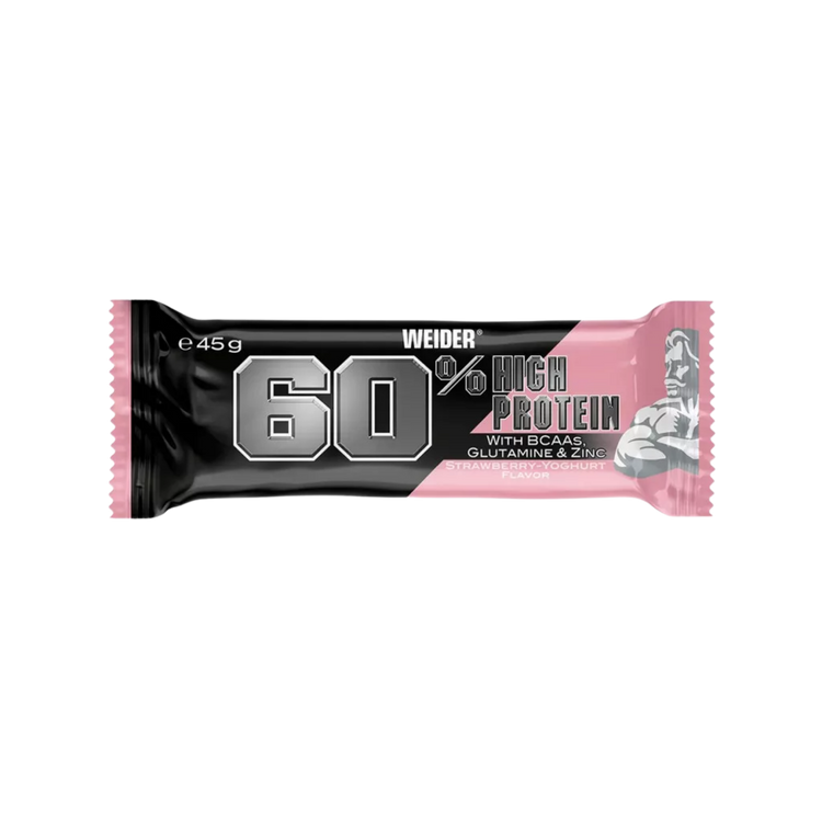 Weider 60% Protein Bar 24 × 45 g – Strawberry Yoghurt