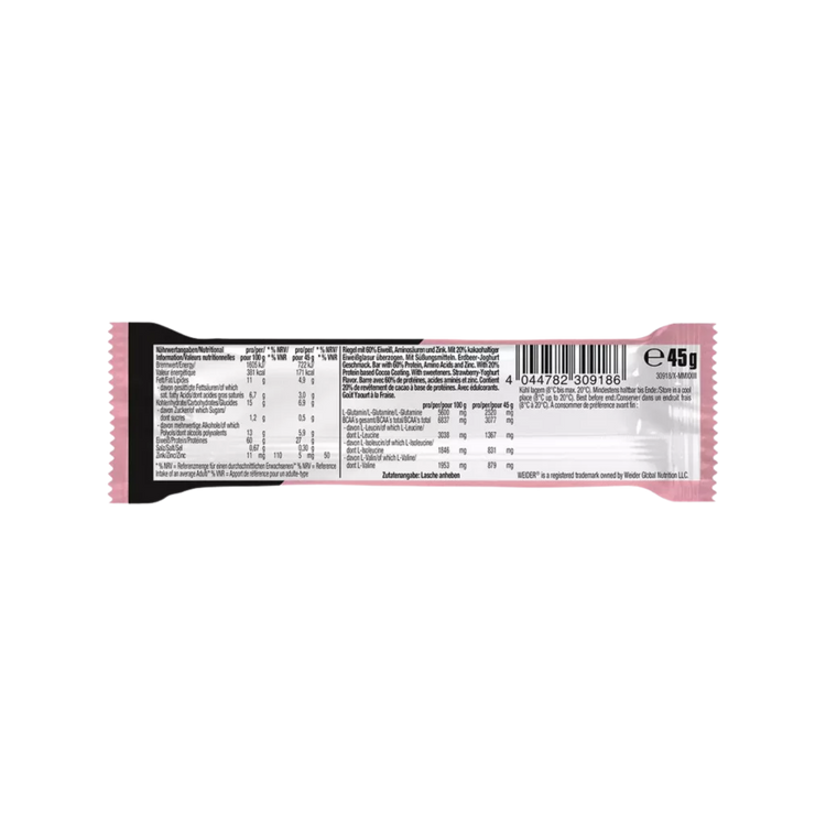 Weider 60% Protein Bar 24 × 45 g – Strawberry Yoghurt