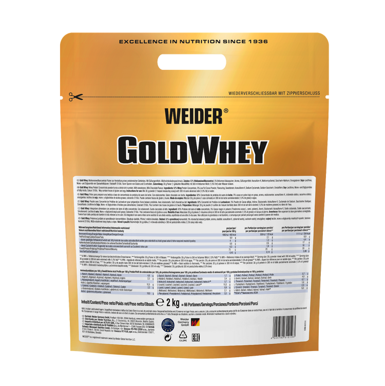 Weider Gold Whey - 2 kg - Milchschokolade