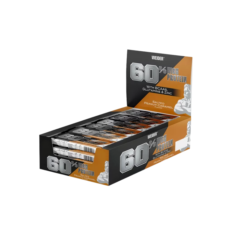 Weider 60% Protein Bar 24 × 45 g – Salted Peanut Caramel