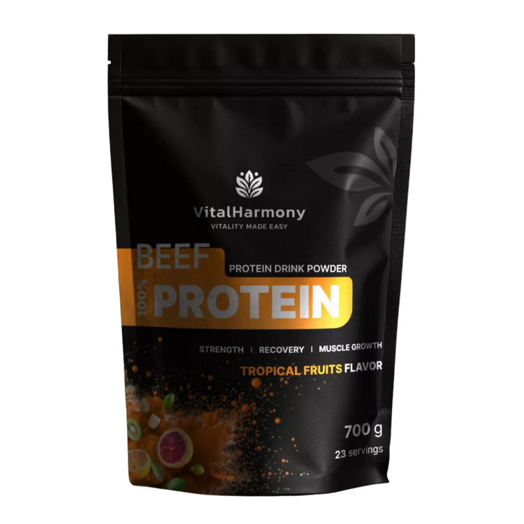 VitalHarmony Rinderprotein – 700 g – Tropische Früchte