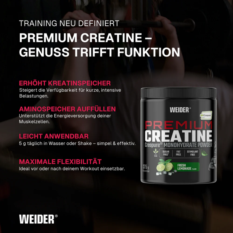 Weider Premium Pure Creatine 100% Creapure – Fresh Lemonade – 375 g