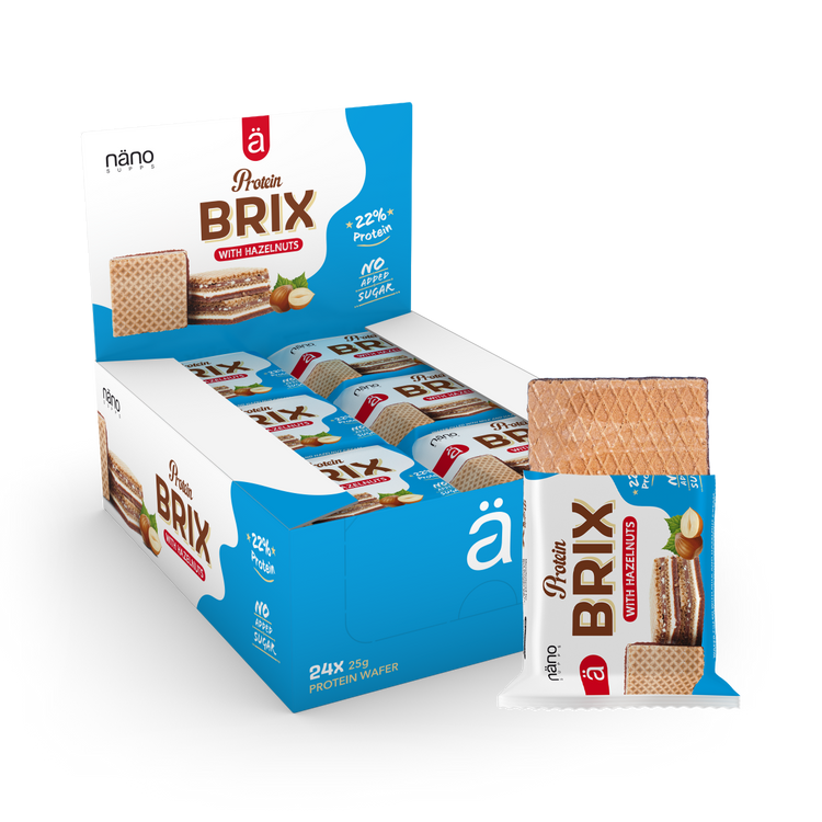 Nano Supps Protein BRIX Waffel – 24x25g – Haselnuss