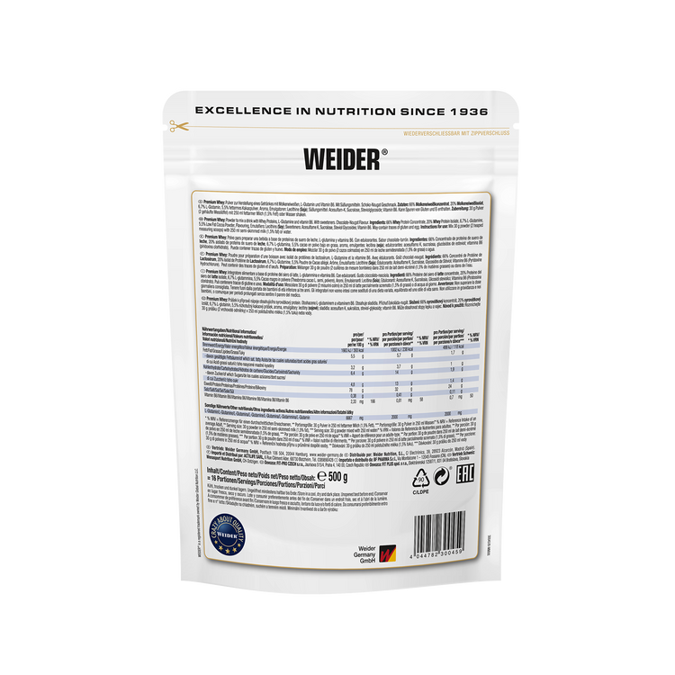 Weider Premium Whey – 500 g – Schokoladen-Nougat
