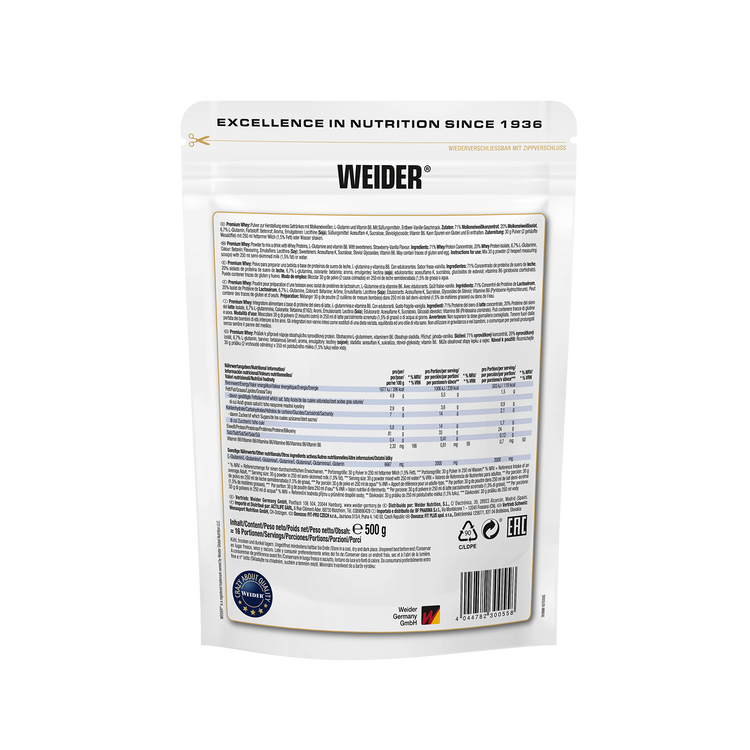 Weider Premium Whey – 500 g – Erdbeer-Vanille