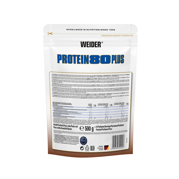 Weider Protein 80 Plus  – 500 g – Brownie-Doppelschokolade