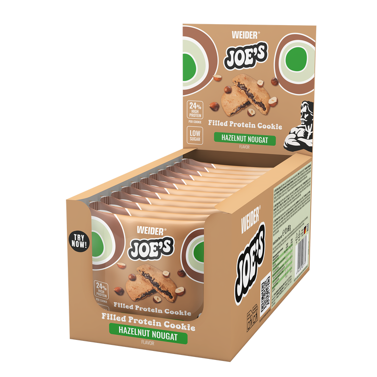 Weider Joe's Filled Protein Cookie – 12x60 g – Haselnuss-Nougat