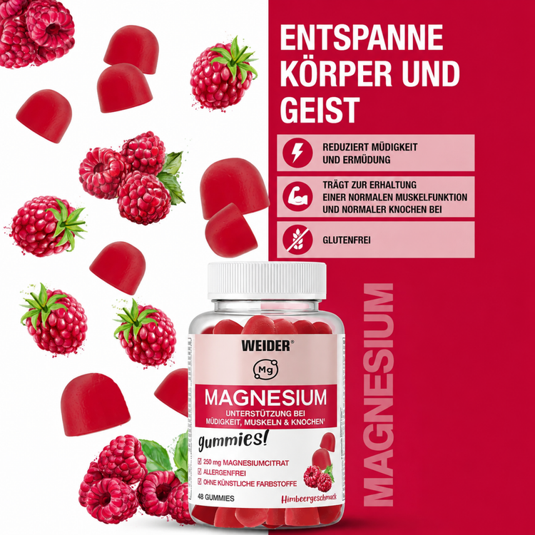 Weider Magnesium Gummies – Himbeere - 48 Stk
