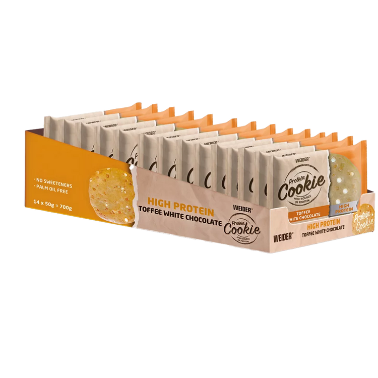 Weider Protein Cookie – 14 Stk – Toffee-Weiße Schokolade