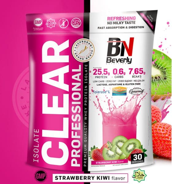 Beverly Nutrition Isolate Clear Shake Professional ARLA Protein 908 g - Erdbeere-Kiwi