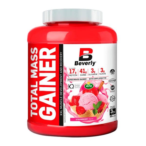 Beverly Nutrition Total Mass Gainer tömegnövelő 3 kg eper ízben